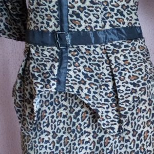 Leopard-Skin, Peplum Dress. Size 14.