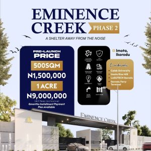 Eminence Creek, Phase 2, Imota, Ikorodu, Lagos State. Nigeria