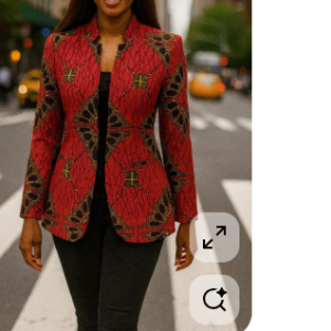 Ankara  and Kente Jacket- Blouse Ladies Tops, with Long Sleeve. Sizes 16.
