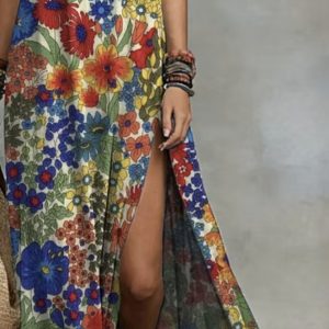 Maxi,Alter Neck, Free Dress, with a Side Slit